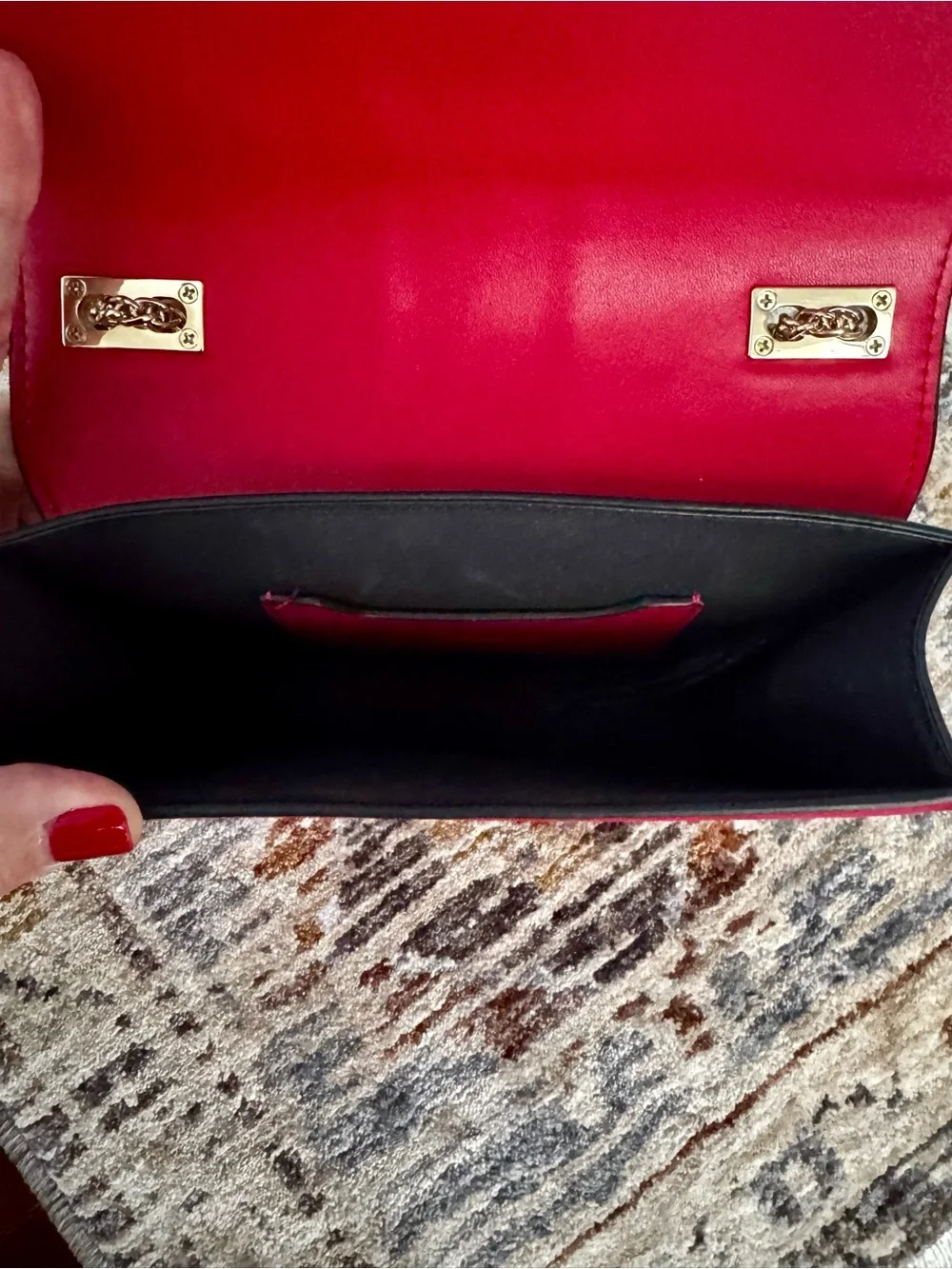 Topshop Red and Gold Panther Emblem Mini Shoulder Crossbody Bag